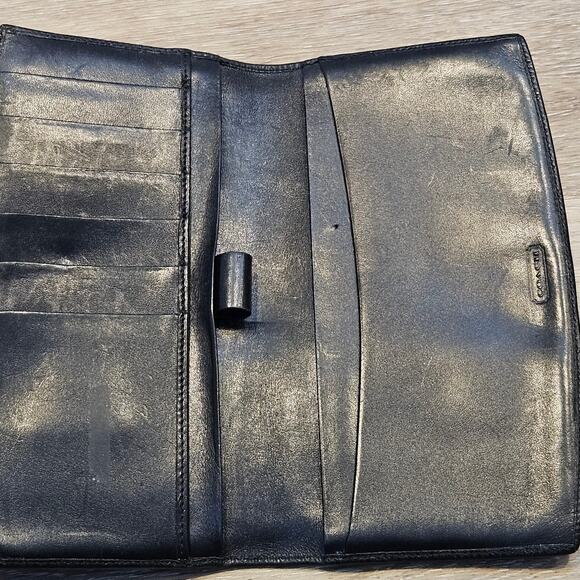 Vintage Coach Black Pebbled Leather Bi-Fold Envelope Wallet Minimalist Basic - Picture 5 of 10